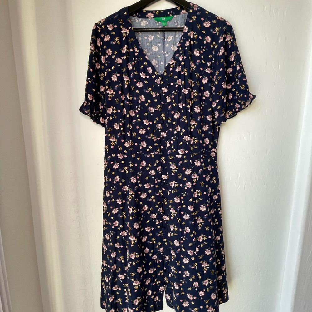 Floral Navy Button Up Dress